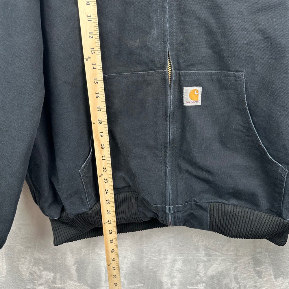 Carhartt Jacket Mens 2XL Black Hooded Canvas Bomber Workwear Made USA J140 BLK - Picture 4 of 7